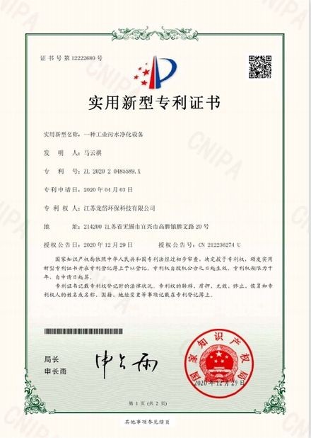 ΚΙΝΑ Jiangsu Longdai Environmental Protection Co., Ltd. Πιστοποιήσεις